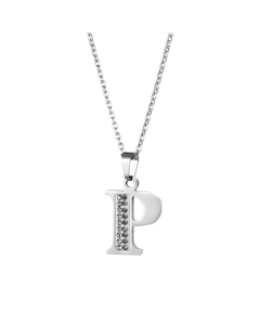 Wholesale Jewelry Inlaid Diamond Pendant Stainless Steel 26 Letters Necklace