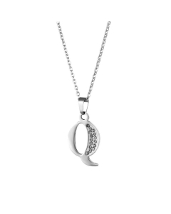 Wholesale Jewelry Inlaid Diamond Pendant Stainless Steel 26 Letters Necklace