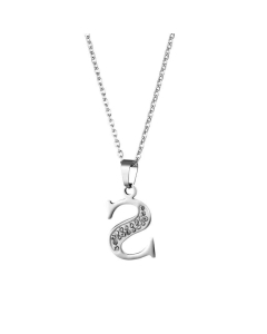 Wholesale Jewelry Inlaid Diamond Pendant Stainless Steel 26 Letters Necklace