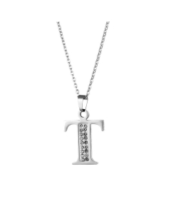 Wholesale Jewelry Inlaid Diamond Pendant Stainless Steel 26 Letters Necklace