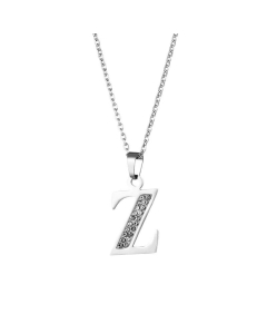 Wholesale Jewelry Inlaid Diamond Pendant Stainless Steel 26 Letters Necklace