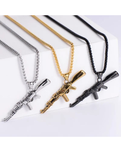 Pistol Pendant Stainless Steel Necklace Fine Jewelry Wholesale