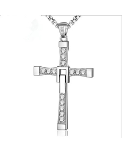 Fashion Cross Diamond Titanium Steel Pendant Necklace Wholesale 