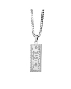 Fashion Gold-Plated Banknote Pendant Titanium Steel Necklace Wholesale