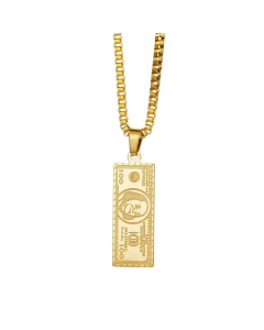 Fashion Gold-Plated Banknote Pendant Titanium Steel Necklace Wholesale