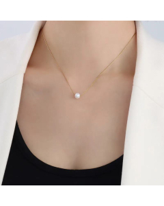 Wholesale Jewelry Simple Titanium Steel 18K Gold Pearl Necklace Fine Imitation 