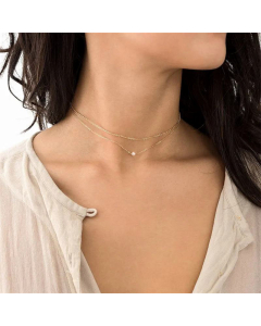 Wholesale Jewelry Double Layered Stainless Steel Pearl Pendant Necklace