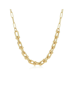 Retro Gold Stitching Stainless Steel Horseshoe Buckle Necklace