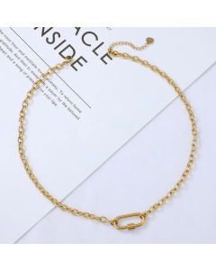 Wholesale Jewelry Screw Buckle Stainless Steel Oval Necklace