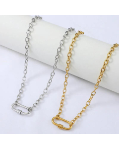 Wholesale Jewelry Screw Buckle Stainless Steel Oval Necklace