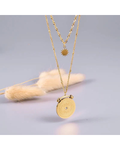 Retro Double-Layer Roman Geometric Necklace Wholesale Jewelry 