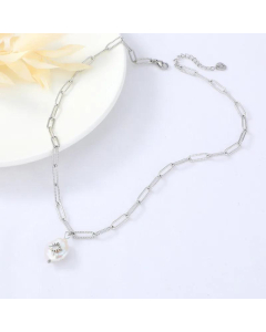  Jewelry Pearl Pendant Stainless Steel Simple Necklace Wholesale