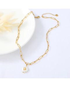  Jewelry Pearl Pendant Stainless Steel Simple Necklace Wholesale
