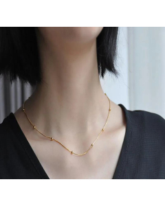 Golden Bead Snake Bone Chain Necklace Wholesale Jewelry 