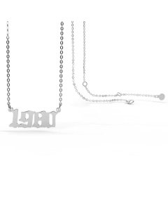 Non-Fading Years Numeric Pendent Necklace Stainless Steel-Steel Color-01
