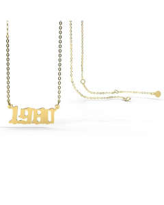 Non-Fading Years Numeric Pendent Necklace Stainless Steel-Gold Color-01