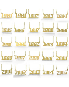 Non-Fading Years Numeric Pendent Necklace Stainless Steel