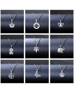 Wholesale Jewelry Geometric Stainless Steel Heart Animal Necklace