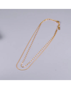 Double-Layer Snake Bone Chain Titanium Steel Lip Chain Necklace