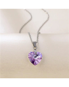 Wholesale Jewelry Crystal Peach Heart Butterfly Necklace Geometric Pendant Stainless Steel