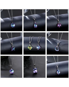 Wholesale Jewelry Crystal Peach Heart Butterfly Necklace Geometric Pendant Stainless Steel