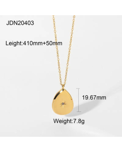 Zircon Star Pendant Necklace New 18K Gold Stainless Steel 