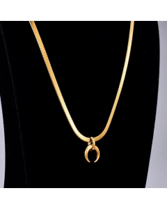 Snake Bone Chain Moon Pendant Titanium Steel Necklace Wholesale Jewelry 