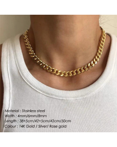 New Multi Sizes Cuban Chain Stainless Steel Necklace
