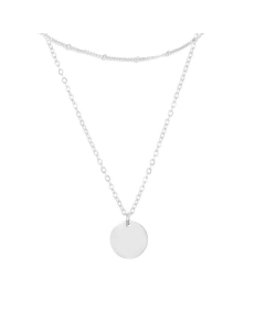 Double Layered Stainless Steel Round Pendant Necklace Wholesale Jewelry