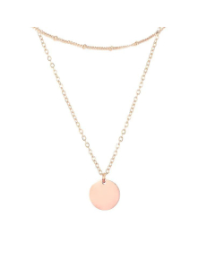 Double Layered Stainless Steel Round Pendant Necklace Wholesale Jewelry