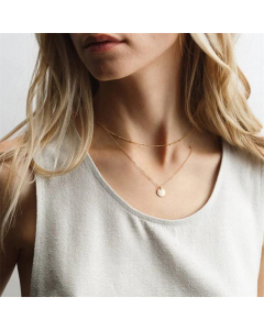 Double Layered Stainless Steel Round Pendant Necklace Wholesale Jewelry