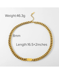 Punk Style 18K Gold Plating Cuban Chain Stainless Steel Necklace