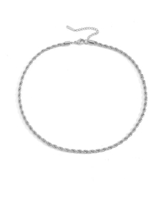 New 14K Gold Plated Stainless Steel Fashion Twist Chain Necklace-Steel Color-42cm-4mm