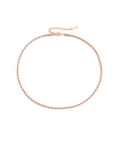 New 14K Gold Plated Stainless Steel Fashion Twist Chain Necklace-Rose Gold Color-38cm-3mm