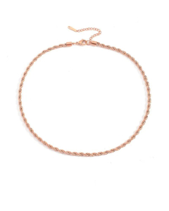 New 14K Gold Plated Stainless Steel Fashion Twist Chain Necklace-Rose Gold Color-42cm-4mm