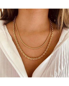 New 14K Gold Plated Stainless Steel Fashion Twist Chain Necklace