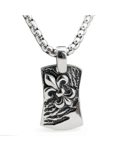 Wholesale Jewelry Colorza Stainless Steel Carve Flower Square Tag Necklace Pendants 