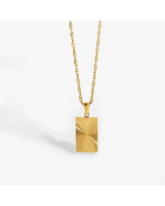 Fashion 18K Stainless Steel Sunshine Rectangular Pendant Necklace