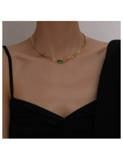 Personality Green Diamond Pendant Niche Retro Necklace