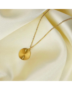 Fashion Sunshine Disc Pendant Necklace 18K Stainless Steel