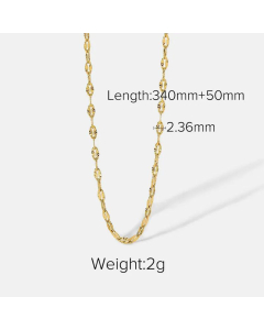 Fashion18K Gold Plated Stainless Steel Engraved Stack Necklace