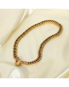 18K Gold-Plated Stainless Steel Simple Compact Chain Necklace
