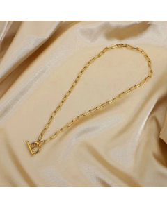 Fashion Leisure Rectangle OT Buckle Stainless Steel Necklace