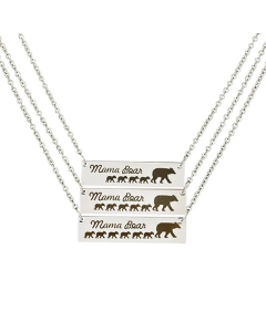 Fashion Bear Pattern Letter Mama Bear Pendant Stainless Steel Necklace Colorza Wholesale