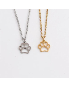 Simple Dog Paw Pendant Stainless Steel Necklace Colorza Wholesale