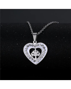 Fashion Heart-Shaped Tree Of Life Pendant Stainless Steel Necklace Colorza Wholesale Jewelry 