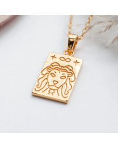 Fashion Simple Niche Tarot Card Carving Pendant Lion Bottle Necklace