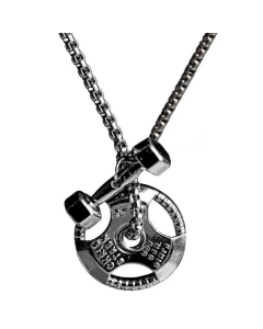 Wholesale Jewelry Dumbbell Barbell Combination Pendant Stainless Steel Necklace