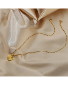 18K Gold Stainless Steel Simple Retro Heart-Shaped Pendant Necklace