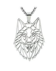 Punk Style Necklace Hollow Wolf Head Stainless Steel 